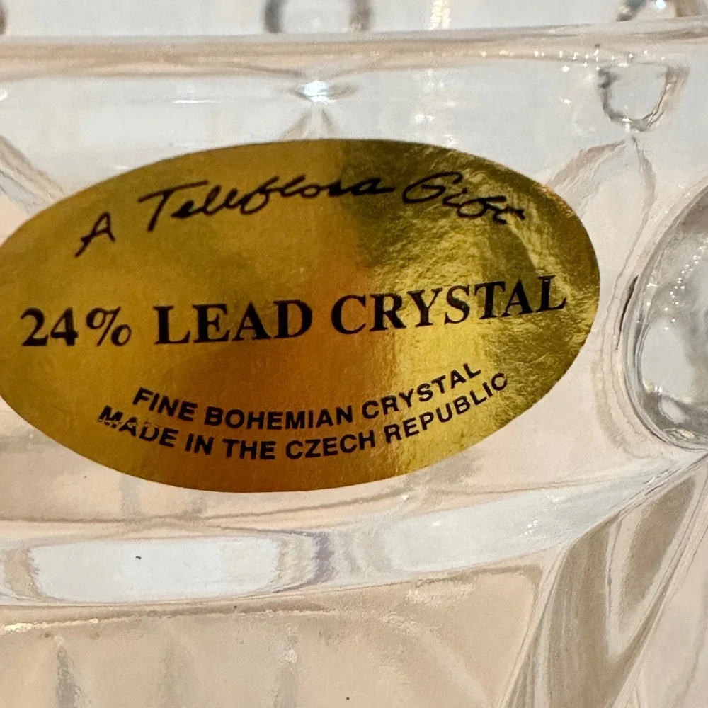 Teleflora Crystal Drum Vase Home Decor Clear Excellent Bohemian Lead Crystal Vtg
